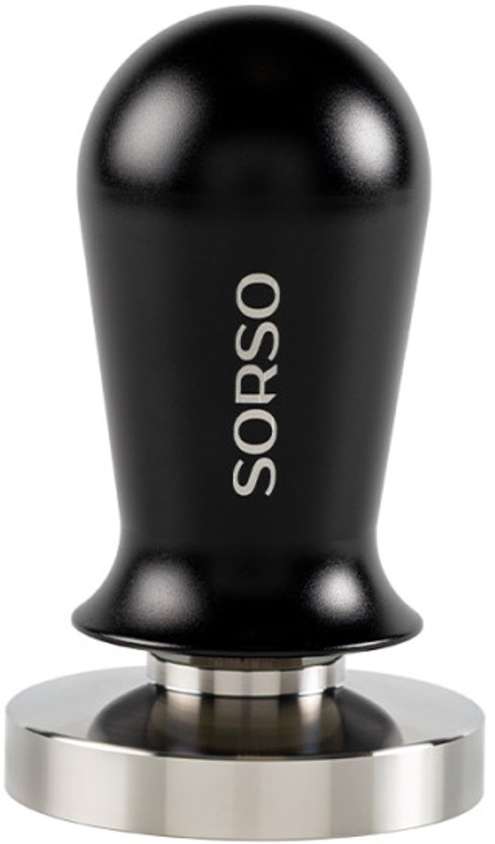 SORSO Barista dynamometrische tamper, roestvrij staal, met aluminium handvat, 58 mm – Zwart