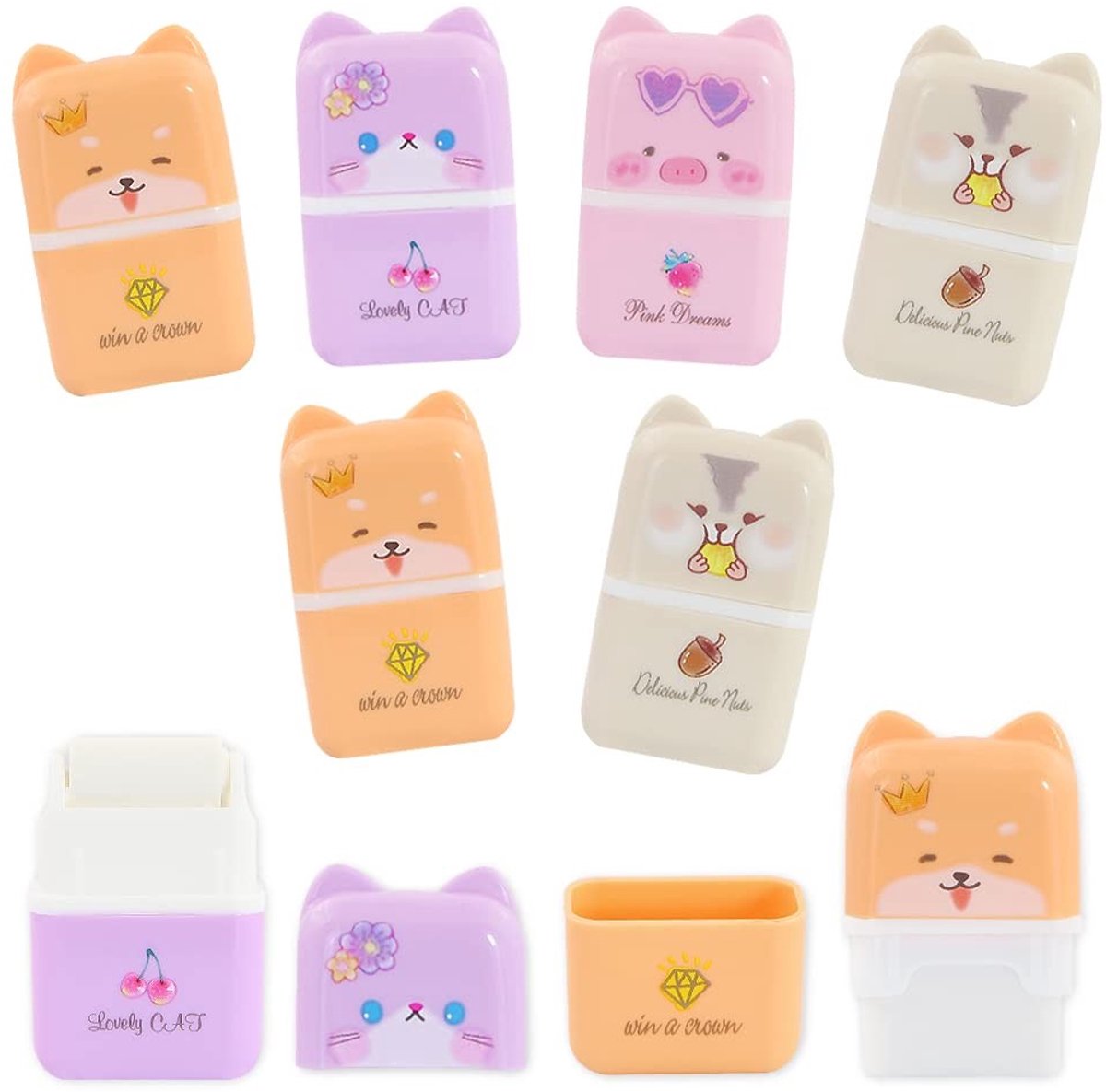 Solidchoice - 8 Stuks Schattige Gummetjes voor Kinderen in Kawaii Stijl