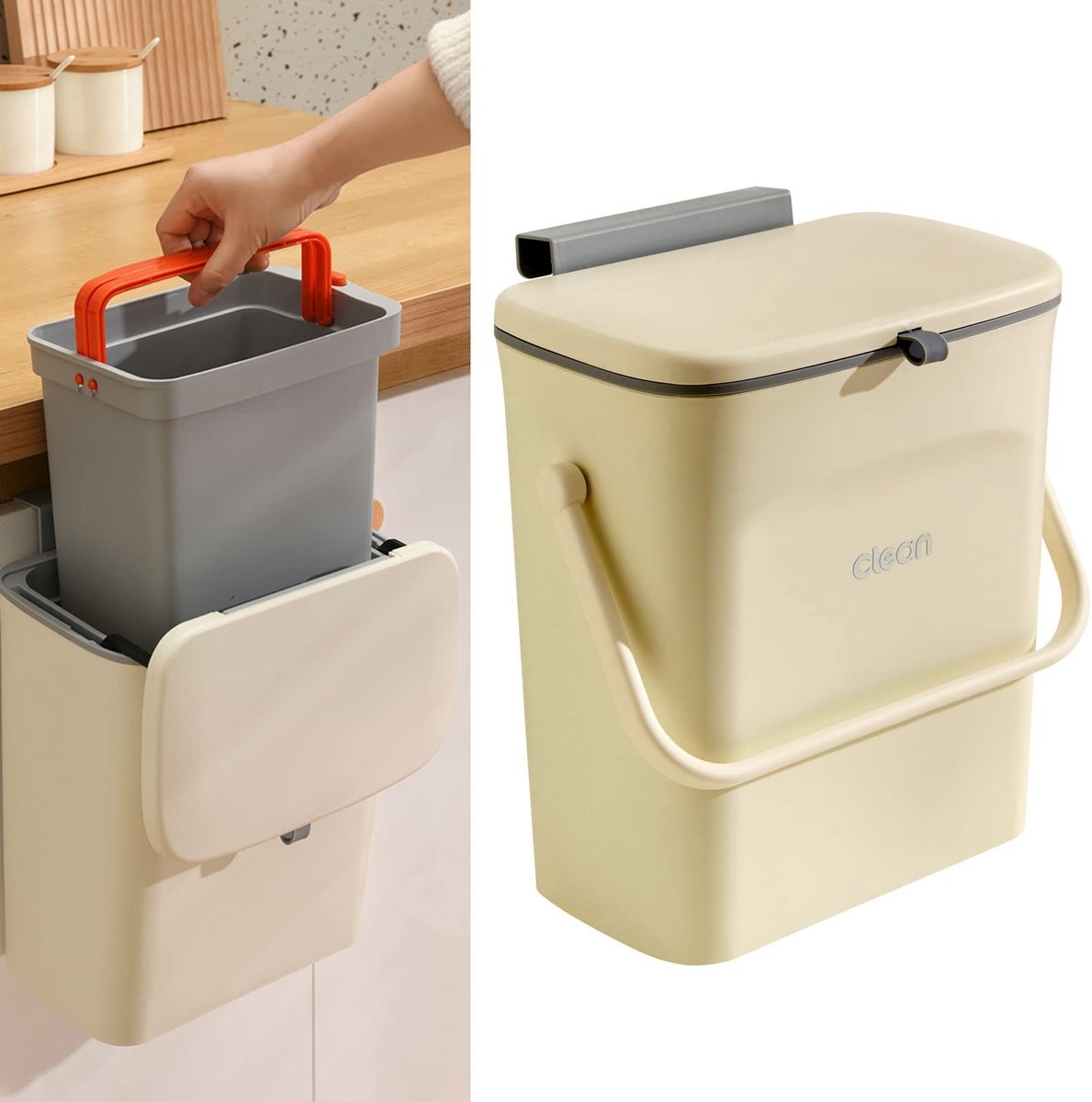 Solidchoice - 2-in-1 Keukenafvalemmer met Glijdende Deksel