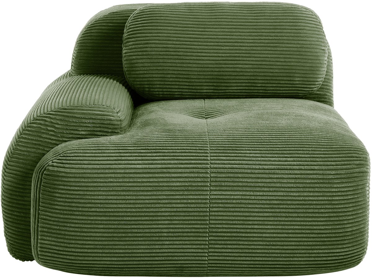 Modulaire Hoekbank 1-Zits - Corduroy Lounge Sofa Met Zacht Kussen - Groene Relax Fauteuil Met Ronde Armleuning - Frameloze Cloud Sofa Zonder Montage - Comfortabele Bank Voor Woonkamer
