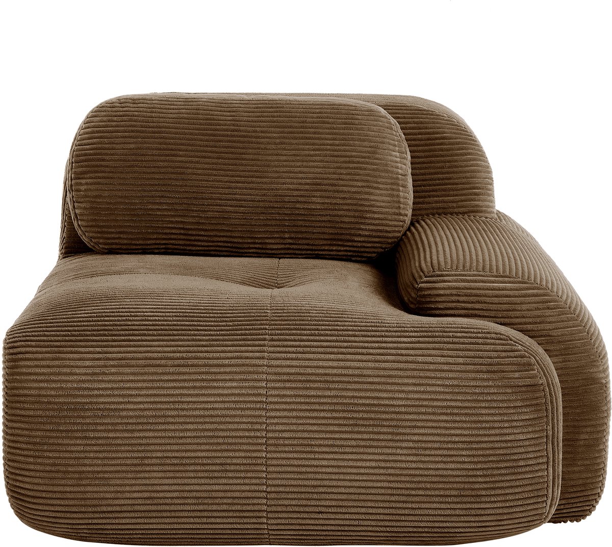 Modulaire Hoekbank - 1 Zits Ribstof Fauteuil Module - Frameloze Cloud Sofa Met Kussen - Zachte Lounge Stoel Zonder Montage - Antislip Design Voor Woonkamer Slaapkamer - Bruin
