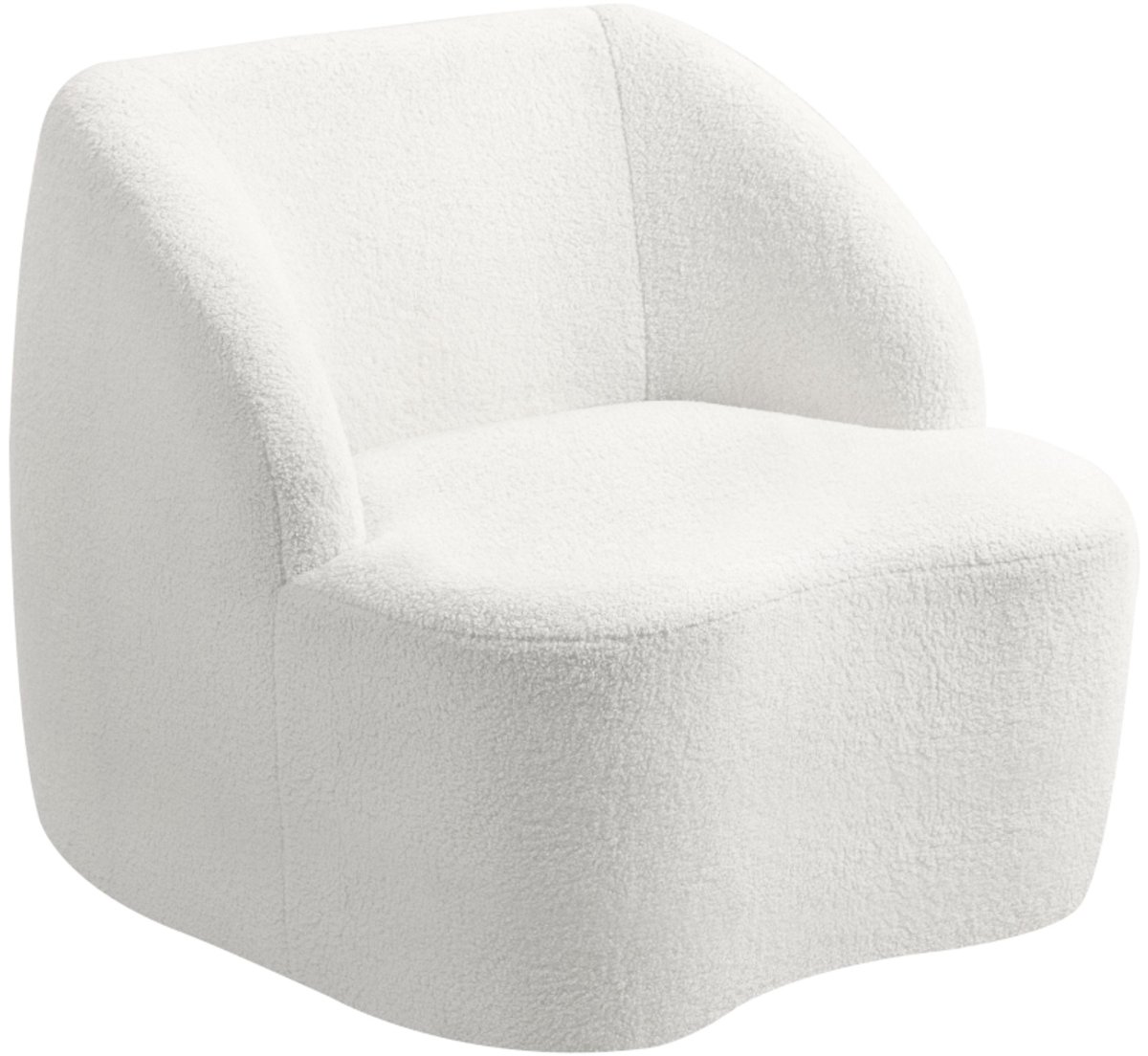 1-Zits Fauteuil - Teddy Look - Crème - Zachte Bekleding - Ronde Vorm