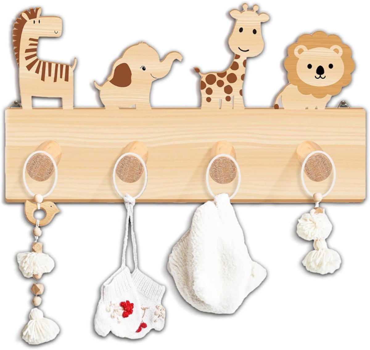 Zavio® Kinderkapstok - Kapstok Kind - Kinderkast -Lichtbruin