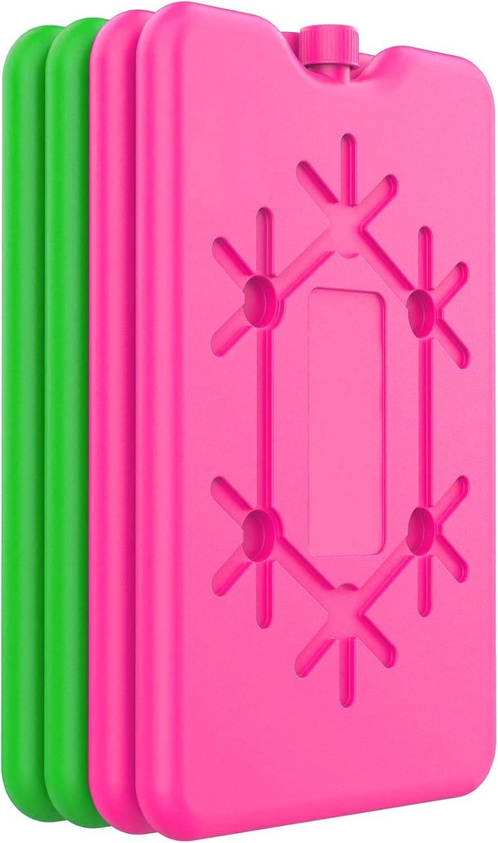 Ulisem - Koelelementen 4 Stuks – Koelblokken 200 ml per Stuk – Herbruikbare Ice Packs voor Koeltas & Koelbox – Rood en Groen