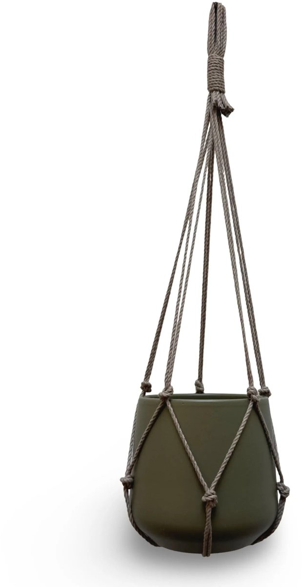 Plantenhanger Zonder Kwast - Kies Kleur en Lengte - Beige - 60 cm lang - Katoenkoord - Geschikt voor Pot met Diameter t/m 15 cm - Handgemaakt in ons Macramé Atelier - Prijs per Stuk - Let op: Exclusief Pot - Inclusief Verzendkosten