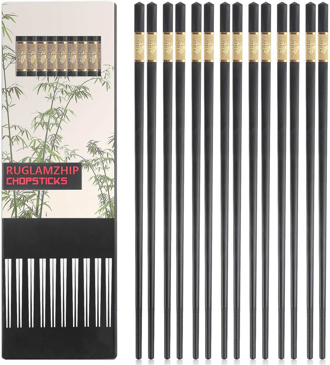 Solidchoice - Set van 10 Herbruikbare Zwarte Eetstokjes