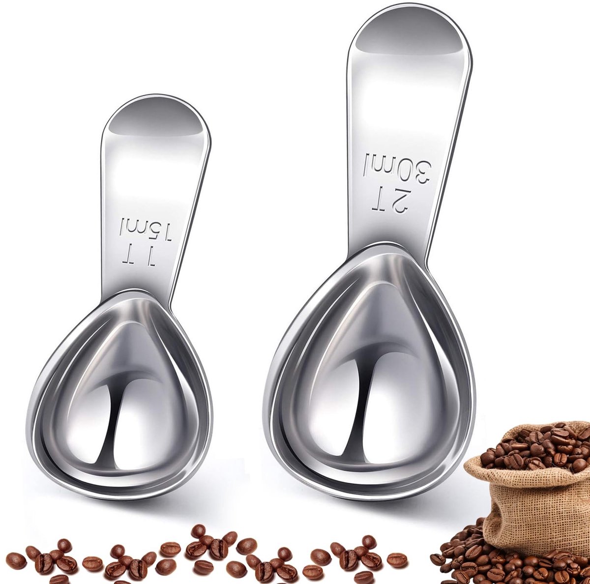 Solidchoice - Set van 2 RVS Koffielepels met Maatverdeling