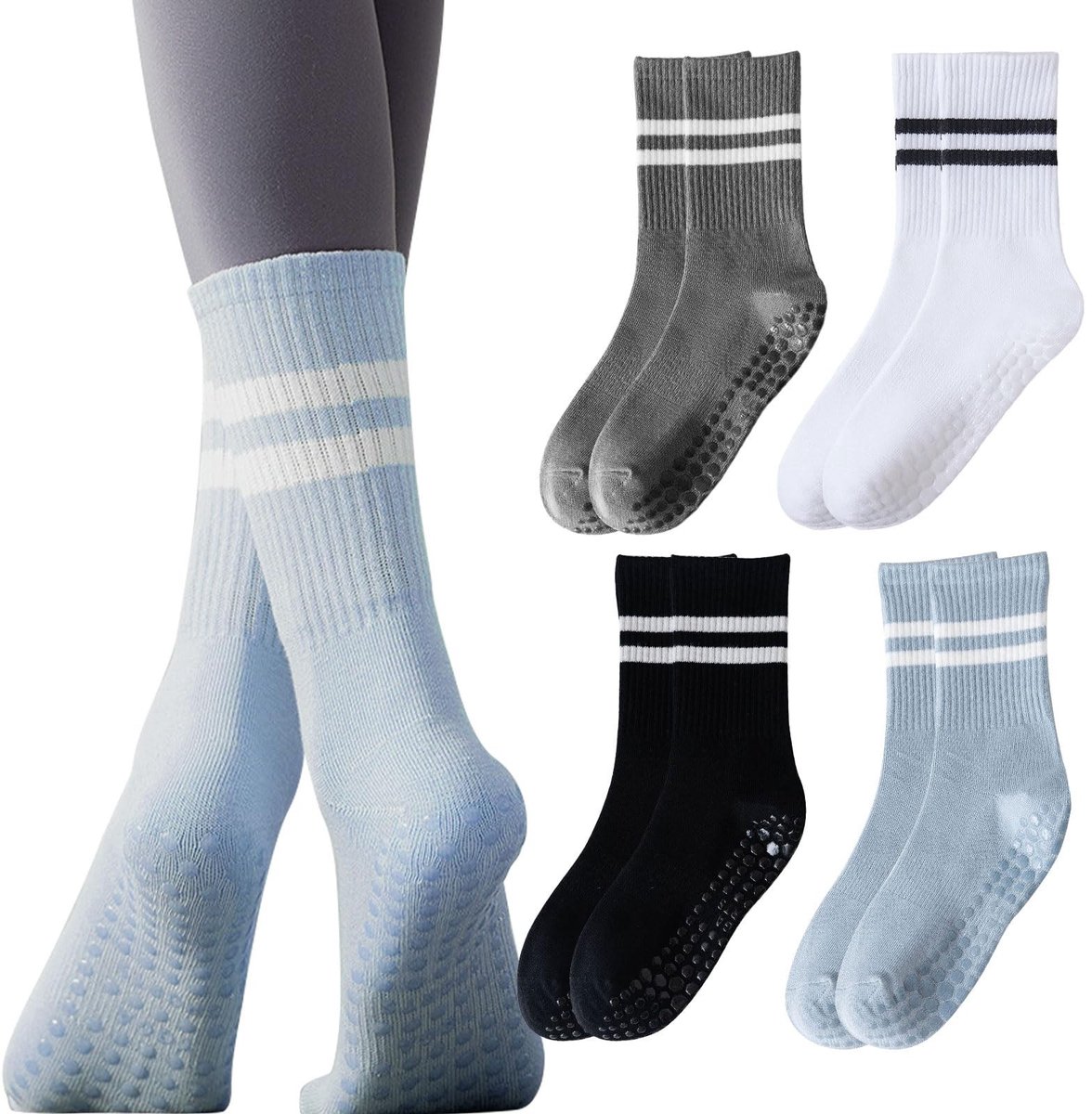 Solidchoice - 4 Paar Antislip Yoga Sokken voor Thuis Training