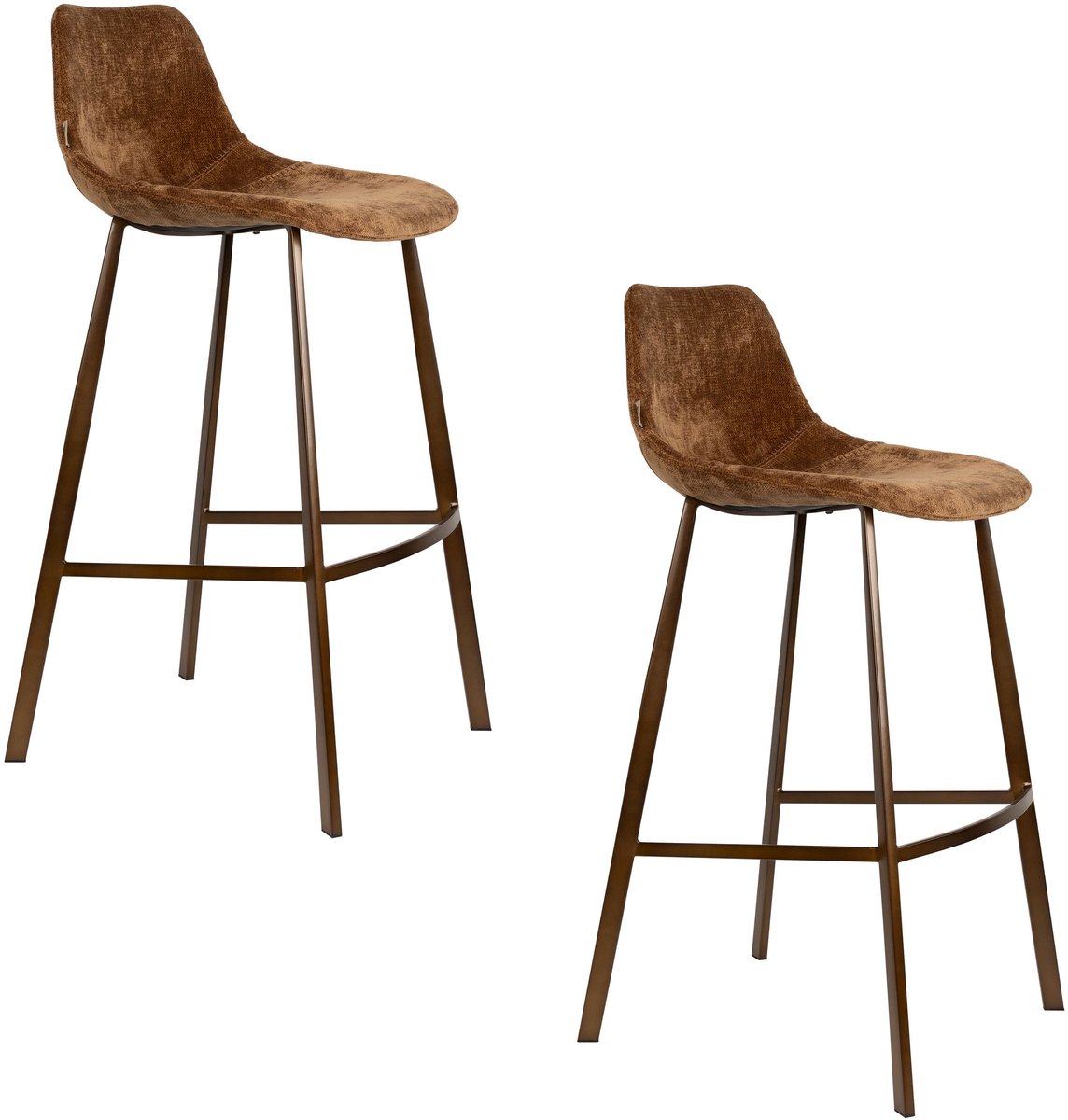 Dutchbone Franky Barkrukken rugleuning 80 cm Cognac - Set van 2
