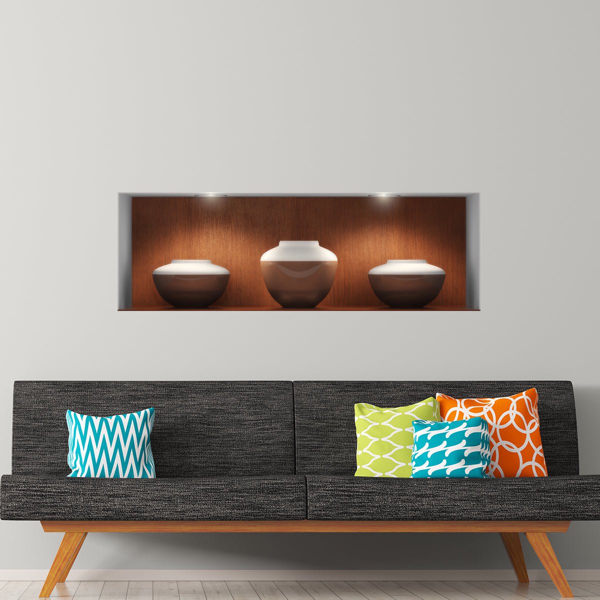 Ambiance Sticker Sticker met 3D-effect van 3 moderne vazen, 40 x 120 cm Multi color