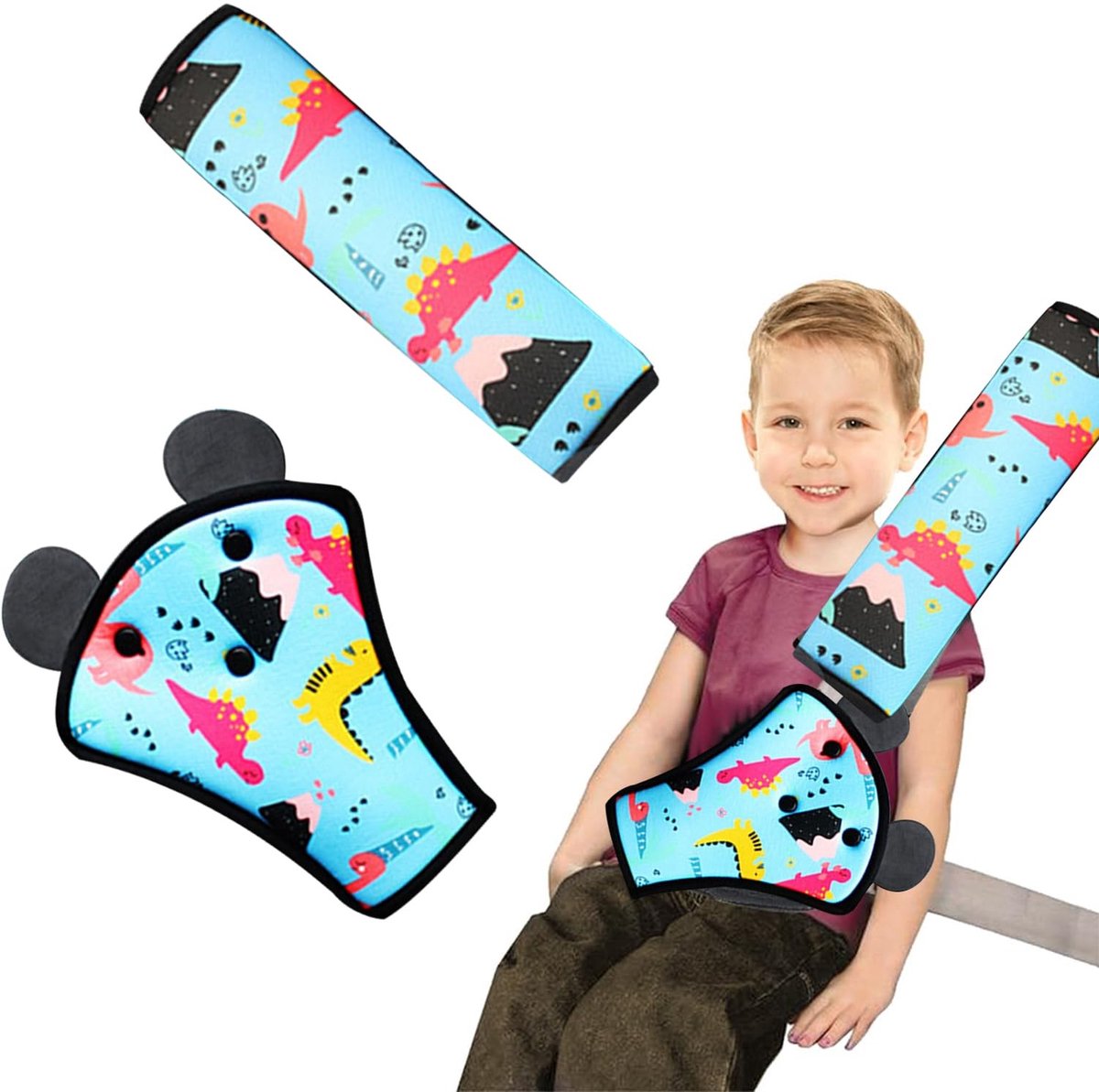 Solidchoice - 2 Stuks Autoslaapkussens voor Kinderen met Gordelbescherming