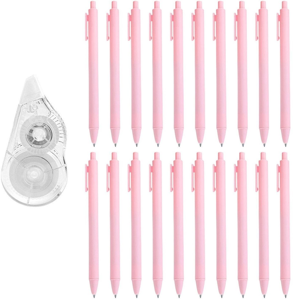 Solidchoice - Drukpen - 20 Stuks - Perfect voor Studie en Kantoor - Roze - Correctietape - Inclusief correctiemateriaal - Geschikt voor school - Kantoo...