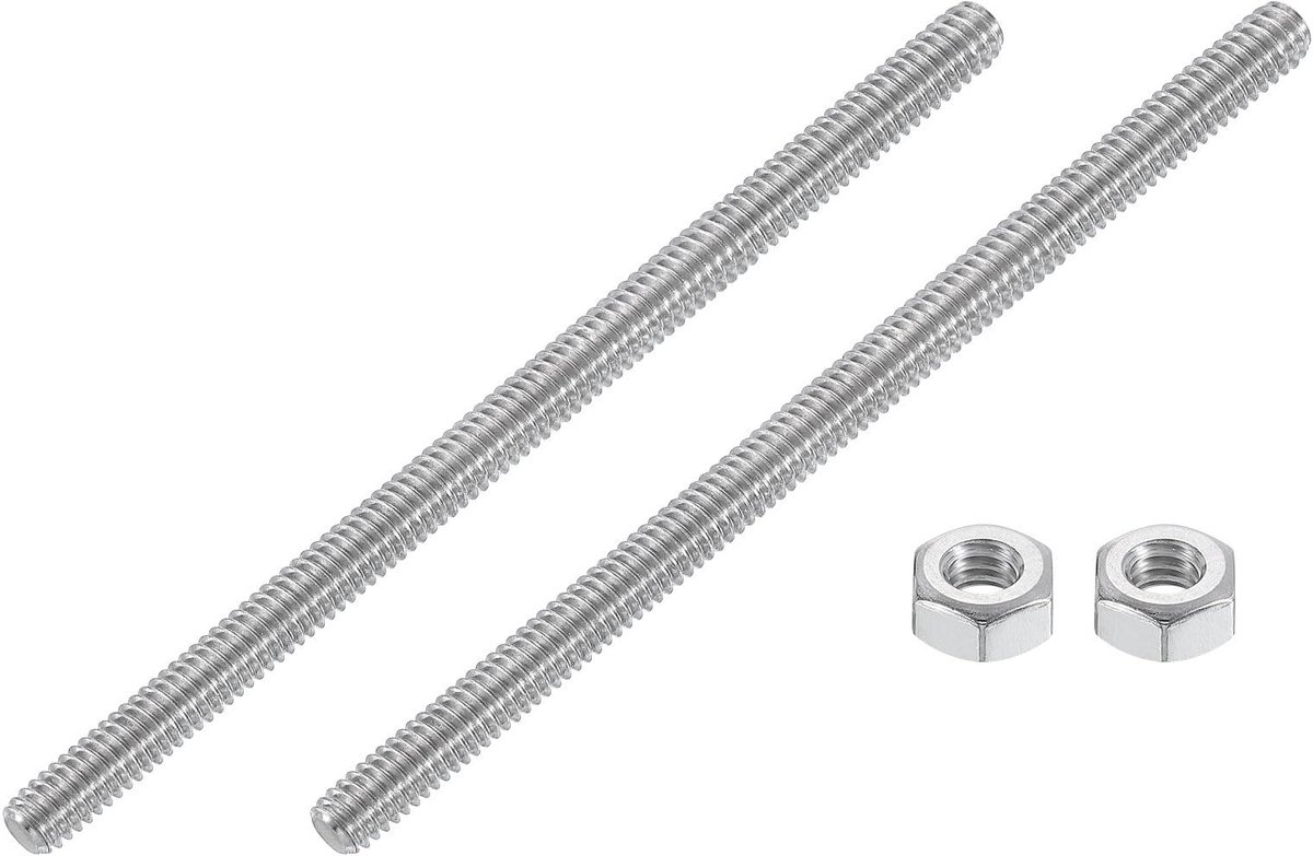 Solidchoice - Schroefdraadstang van Roestvrij Staal voor Meubelmontage, 2 Stuks