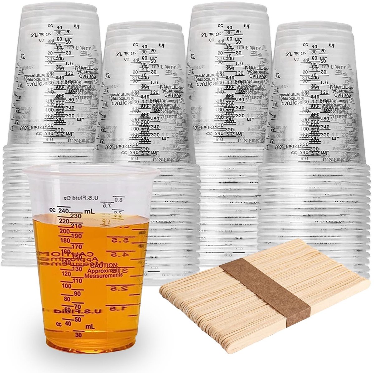 Solidchoice - Set van 50 Plastic Maatbekers voor Mengtoepassingen