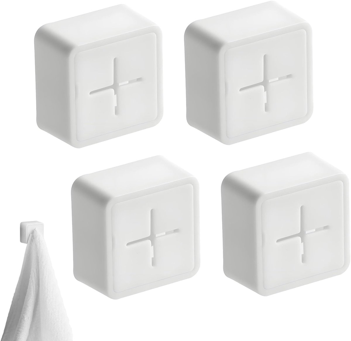 Solidchoice - Set van 4 Zelfklevende Handdoekhouders voor Keuken en Badkamer