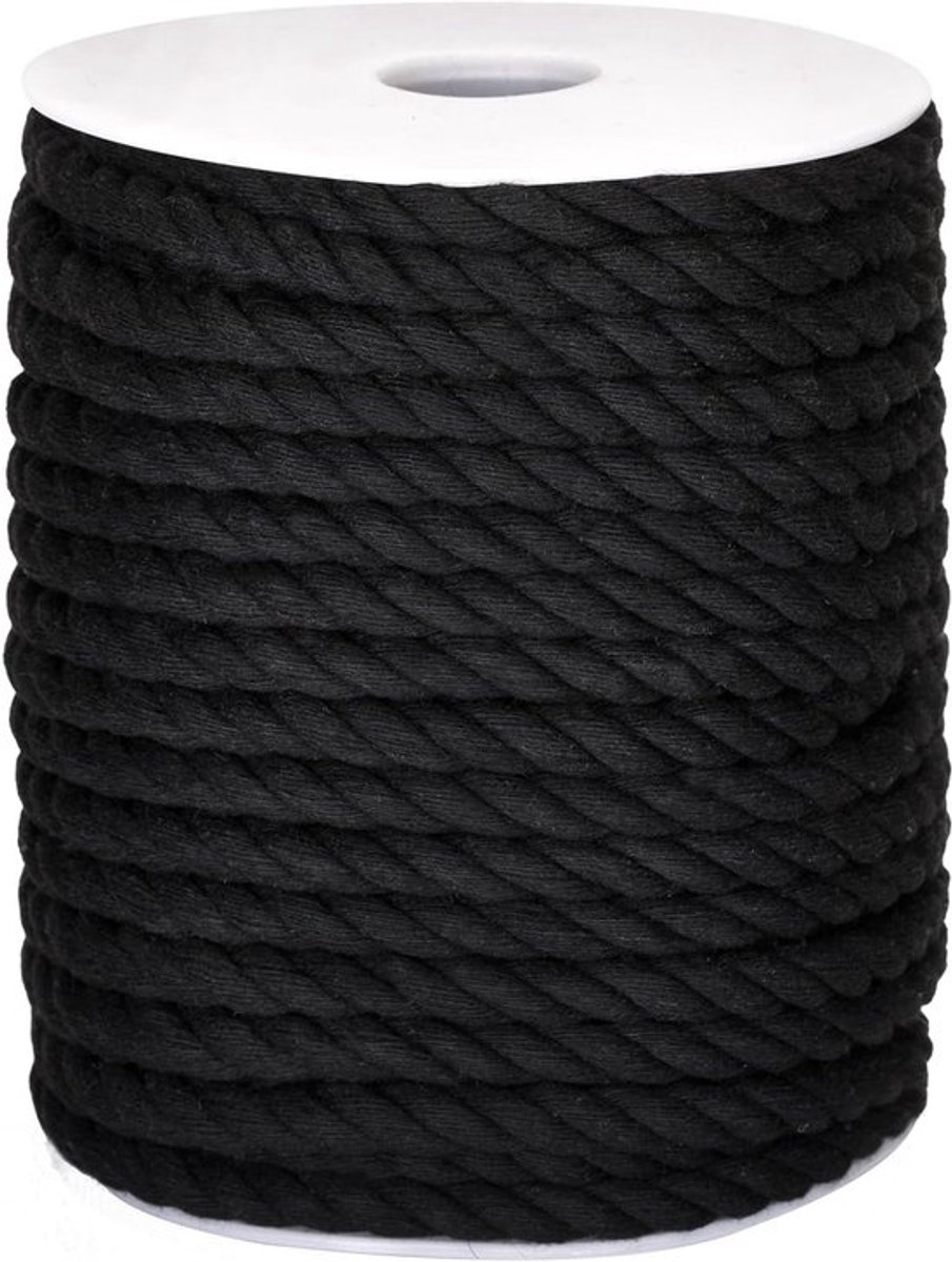 Macrame Draad 8 mm x 20 m Zwart Katoen Koord voor DIY Creatieve Projecten en Cadeaus