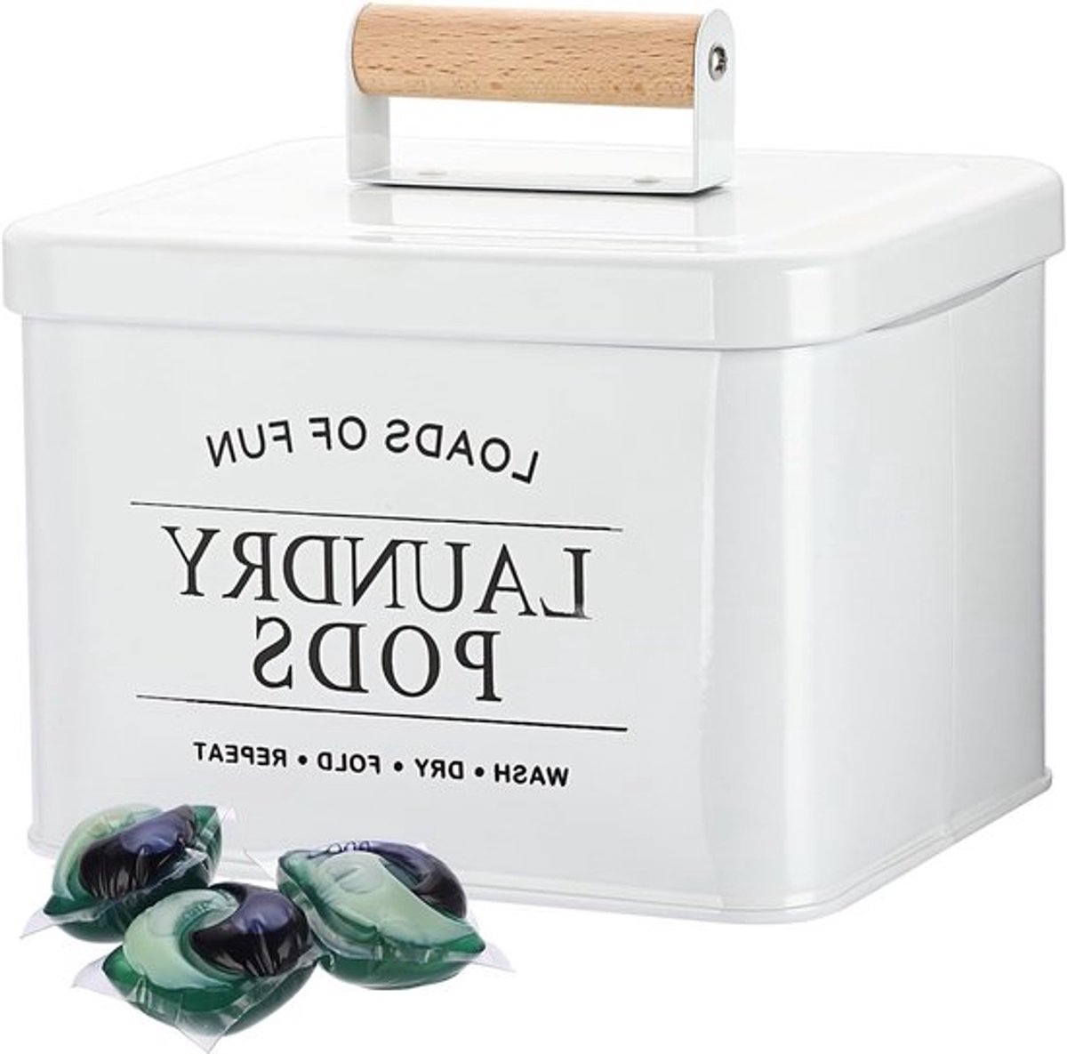 Roestvrijstalen Wasmiddelopslagdoos, Waterdichte Opbergbox voor Waspoeder en Wasgel, Ideaal voor Wasmachines en Vaatwassers, Inclusief Deksel en Organizer voor Droogballen