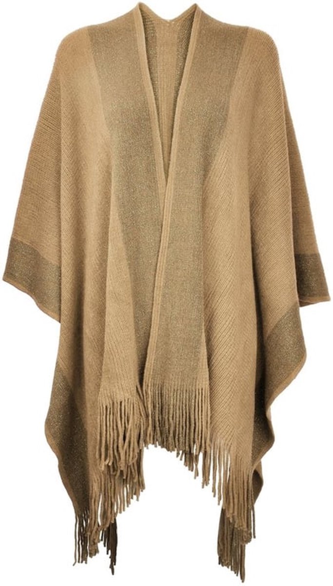 Vrouwen Winter Open Cape - Warme Poncho - Multifunctioneel - Eenheidsmaat - Franjes - Ideaal voor Koude Dagen - Damesmode