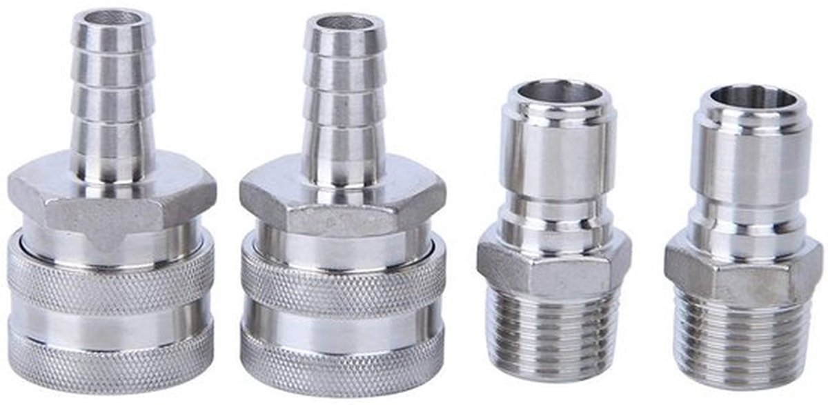 Draad Snelkoppeling - Bierbrouwen Connector - Roestvrij Staal - G1/2 Inch - Geschikt voor Biervaten - Extra Afdichting O-ring