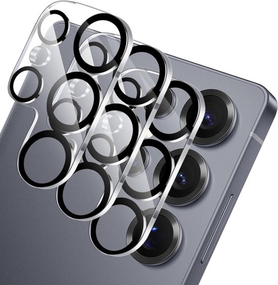 3-delige Set Camera Protector voor Samsung Galaxy S25 Ultra, 9H HD Anti-Scratch Lensbescherming met Gehard Glas, Zwart