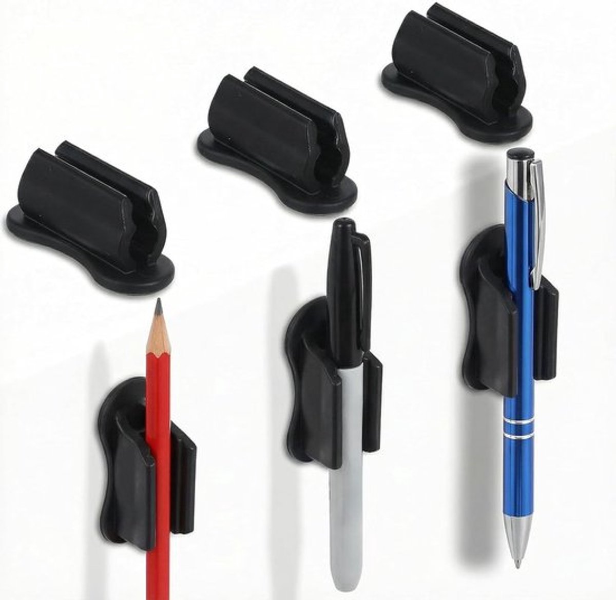 Set van 6 Zelfklevende Siliconen Penhouders voor Muur - Flexibel voor Markers, Bureau en Whiteboard