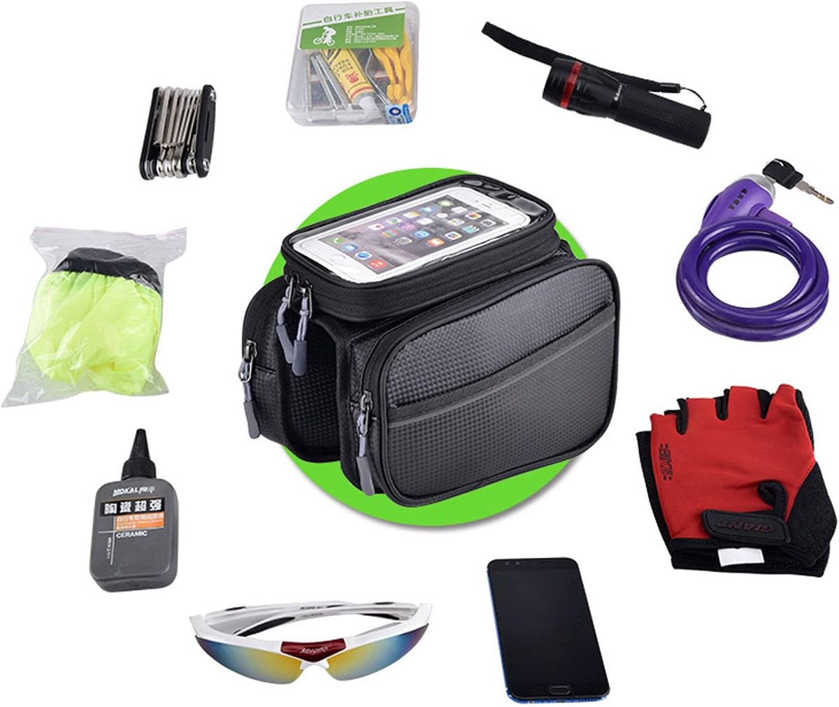 Bicycle Bag Bicycle Frame Bag Bicycle Phone Mount Holder Waterproof Handlebar Bag Compatible with Removable Bicycle - ShopVlot