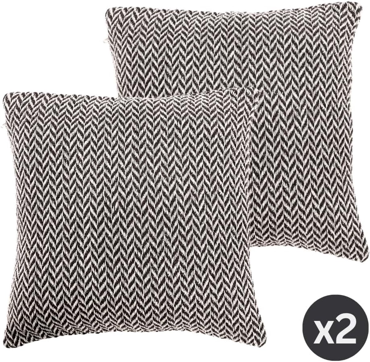 Tiseco Home Studio - Cushion (filled) ALPANA - SET/2-100% cotton - Square - 45x45cm - Black - ShopVlot