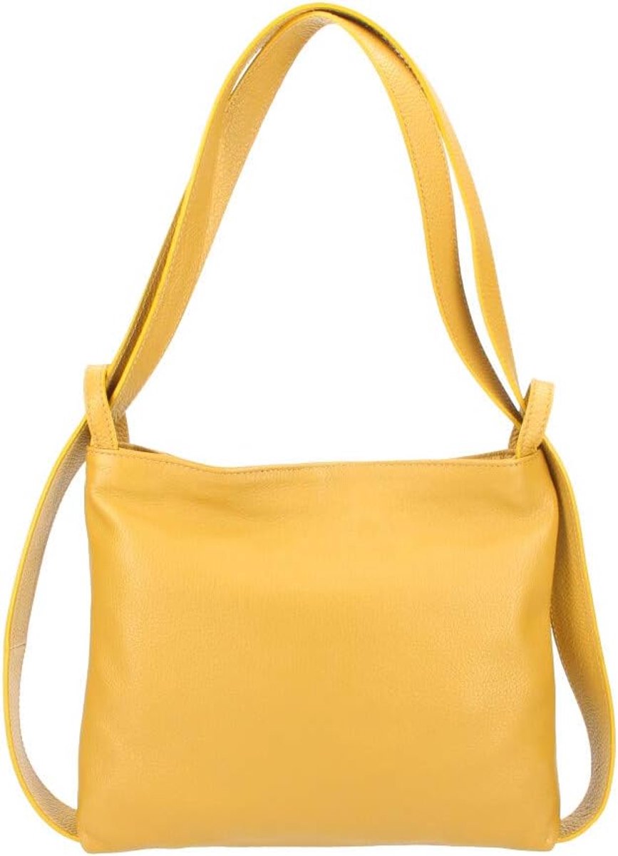 Genuine Leather Shoulder Bag in Handbag for Women 30 x 26 x 6 cm Made italy, Yellow - ShopVlot