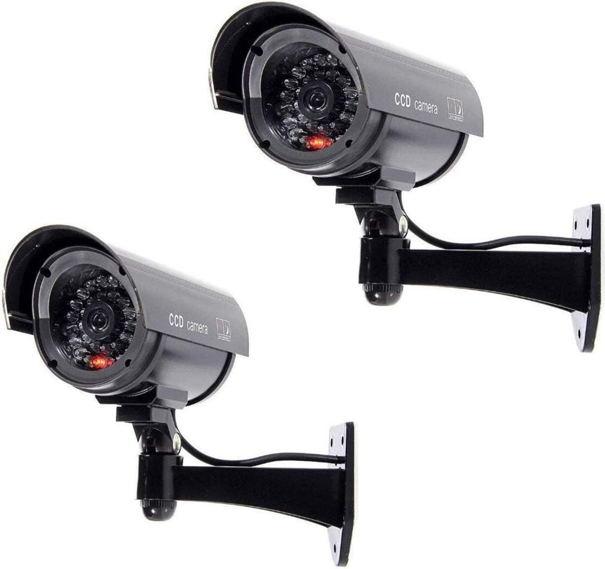 BW 2pcs 1100B Outdoor Indoor Fake Dummy Imitation CCTV Security Camera with Flashing Flashing Light Bullet Shape Black - ShopVlot