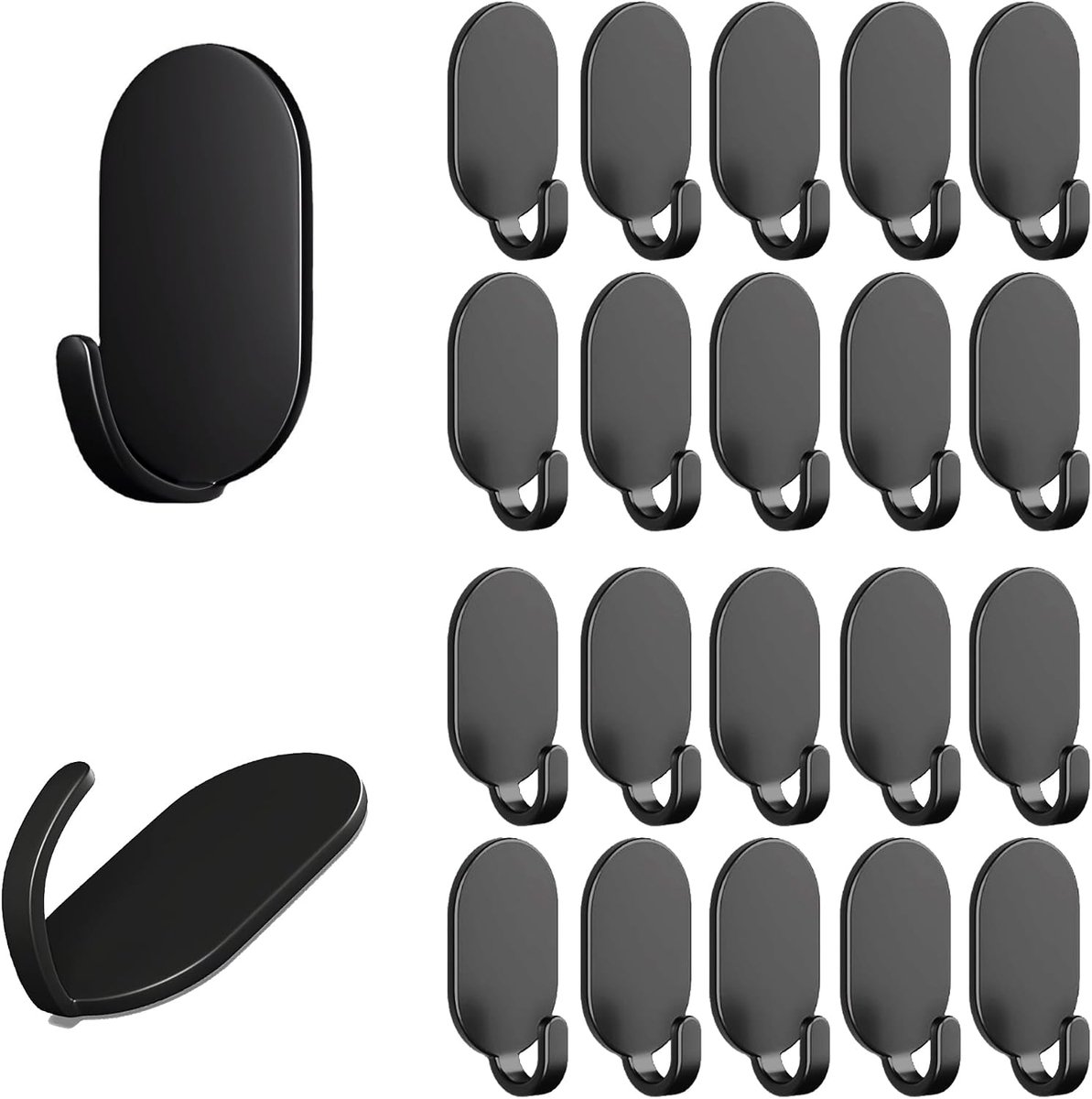 Pack of 20 Plastic Adhesive Hooks No Drilling Towel Holder Clothes Hooks Tool Hooks Stainless for Toilet, Office - ShopVlot