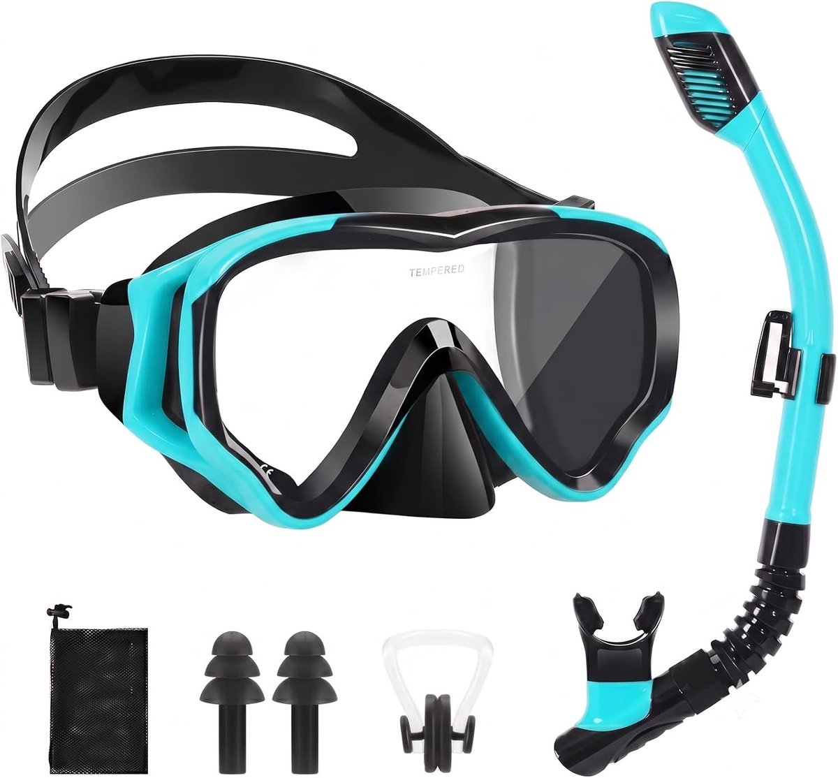 Snorkelset voor kinderen, anti-condens, panorama, anti-lek, duikmasker met waterdichte oordopjes, snorkelset voor - ShopVlot