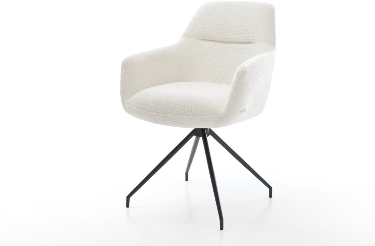 Gestoffeerde-stoel Pejo-Flex kruisframe conisch zwart bouclé zacht beige pocketveer kern