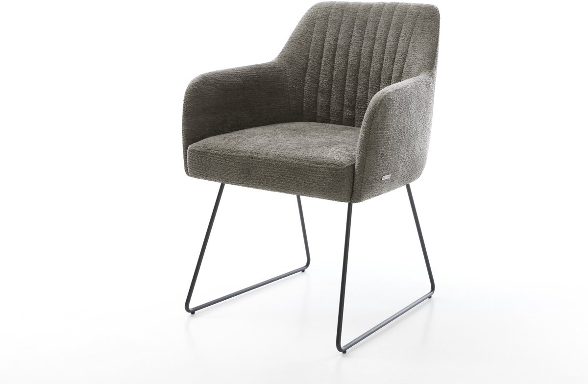 Gestoffeerde-stoel Greg-Flex slipframe zwart bouclé zacht mud pocketveer kern