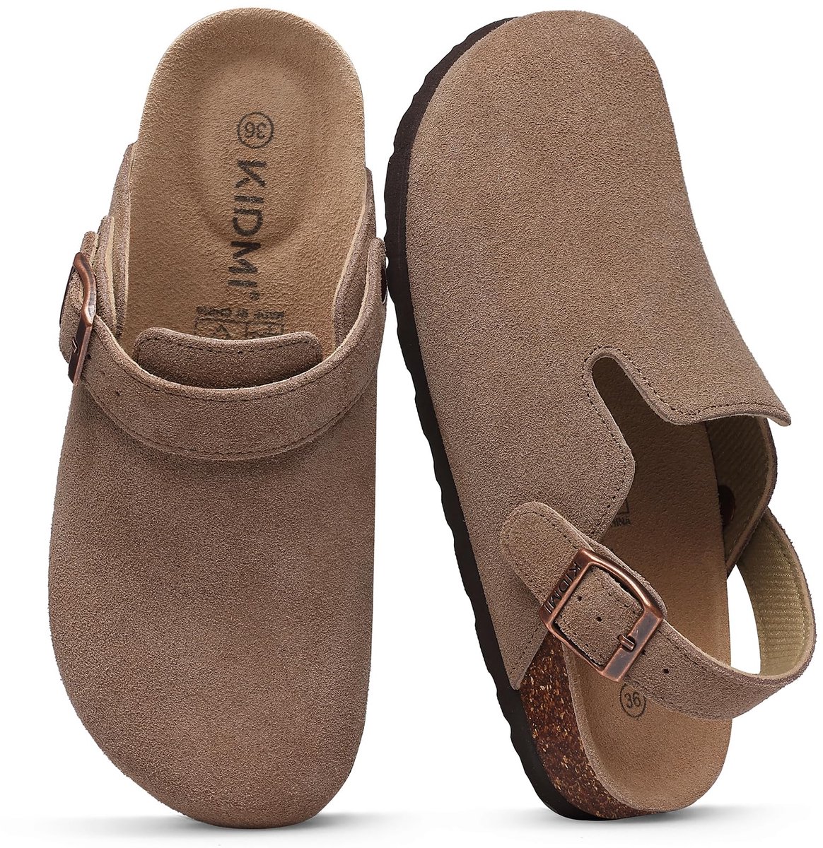 Homaxy - Unisex Clogs - Koe suède- Houten clogs – Mokka - 37 - Geschikt voor een voetlengte van 23,2 cm