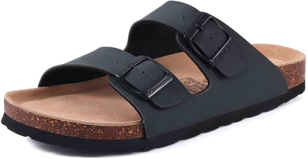 Homaxy -Unisex Sandalen- PVC Dames Slippers- Houten Clogs - Damesslippers met kurken voetbed - Zwart-42 - Geschikt voor een voetlengte van 26.7cm