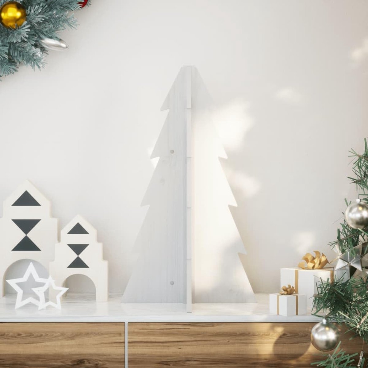Generic Wooden Christmas Tree for Decoration with Solid Wood Pine Wood, 49 Cm, Unique Charm and Festive Atmosphere - ShopVlot