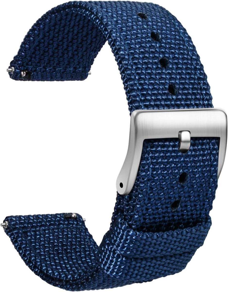 TStrap Nylon Watch Strap 20mm Soft Canvas Watch Strap with Quick Release Fastener Pin Black Military Style for Men - ShopVlot