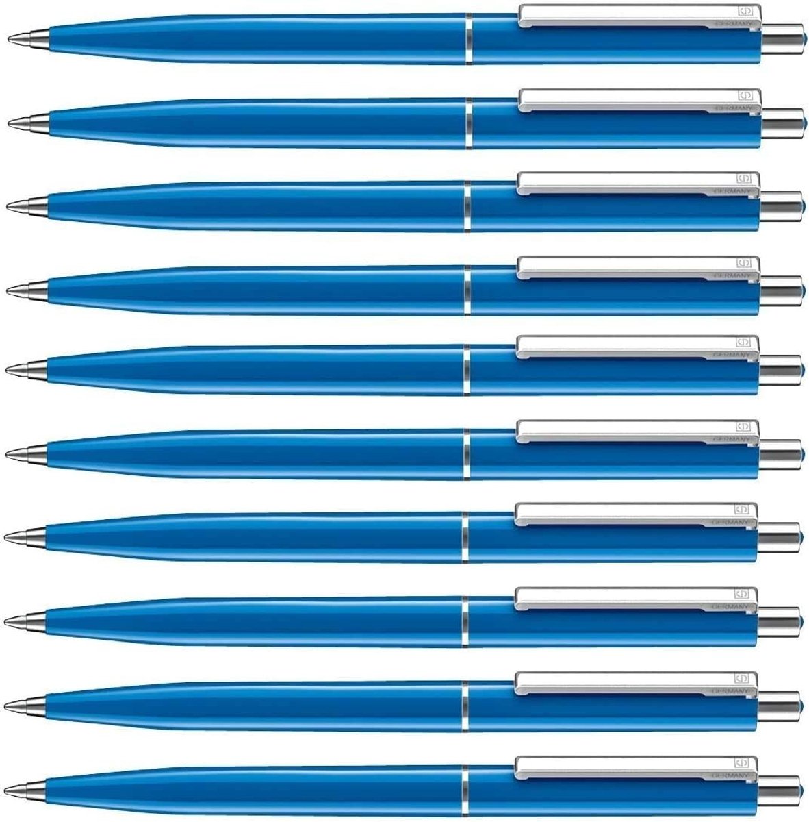 50 pieces blue retractable ballpoint pens quality thickness M indelible to ISO 12757-2 with metal clip refillable - ShopVlot