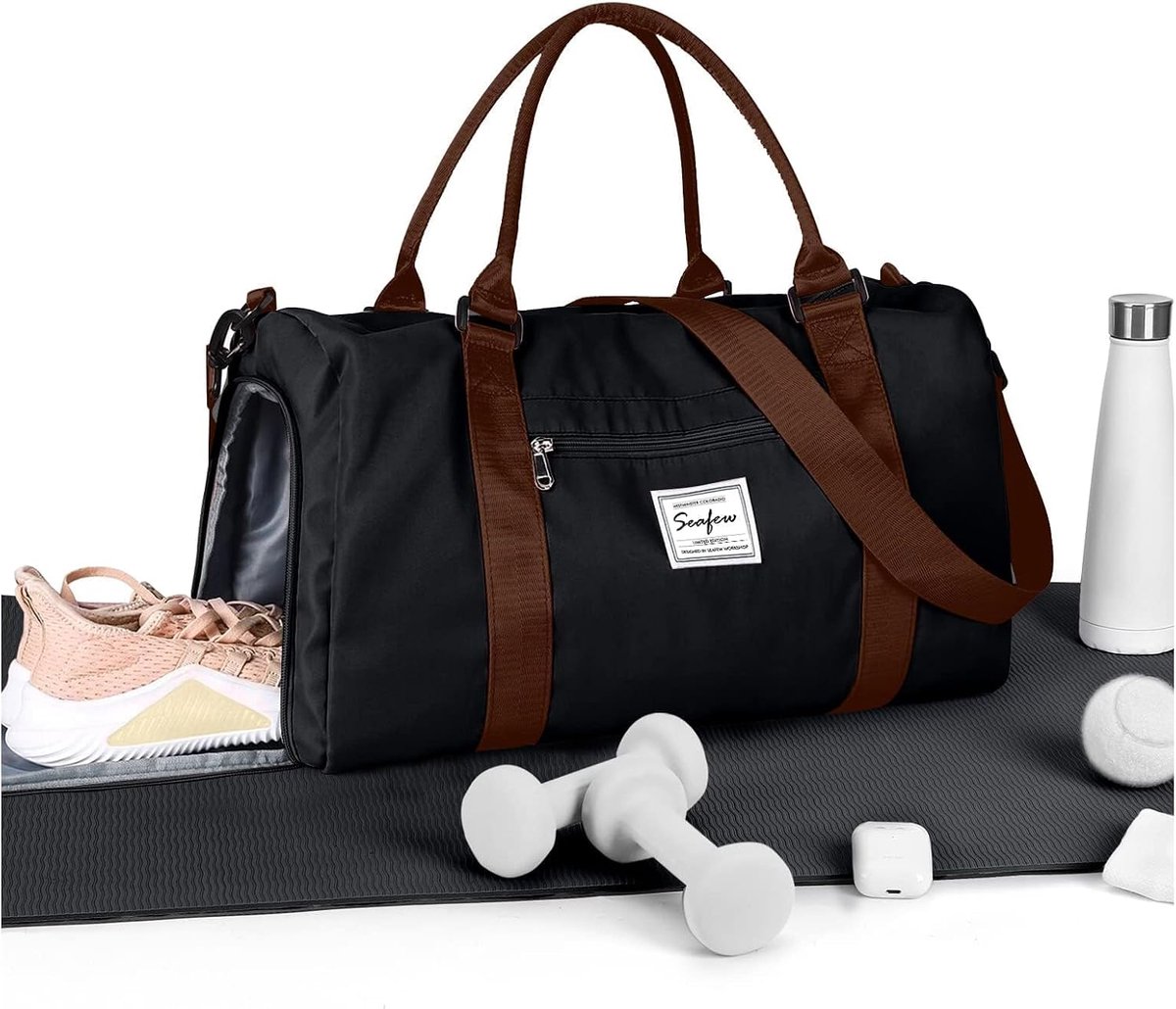 HYC00 Sports Bag Women Men Fitness Bag Sports Bags with Shoe Compartment and Dry and Wet Compartments Training Bag - ShopVlot