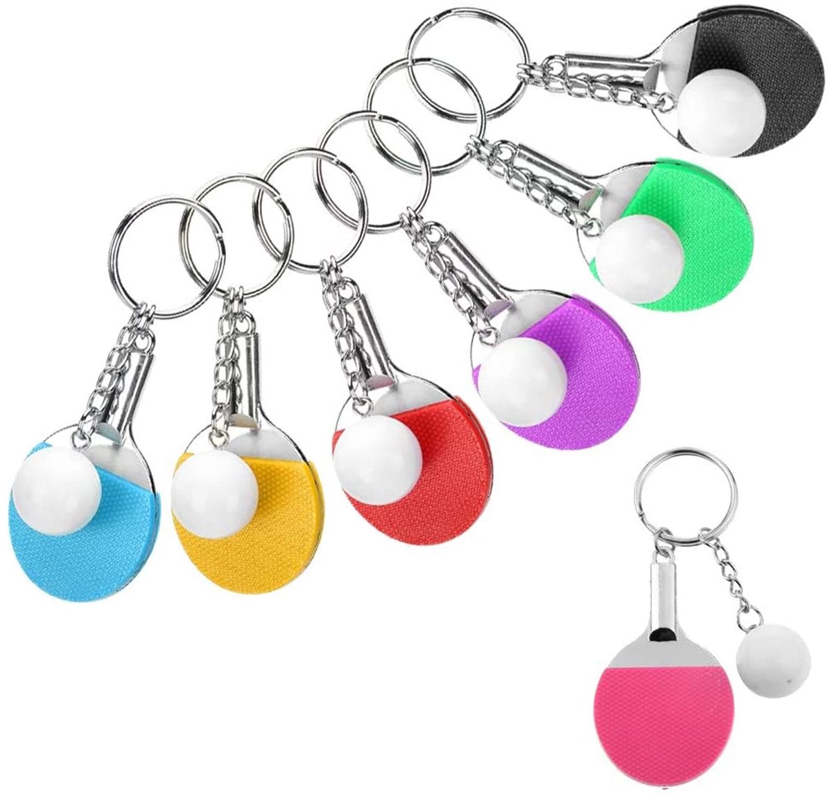 Solidchoice - Set van 7 Mini Tafeltennis Rackets Sleutelhangers