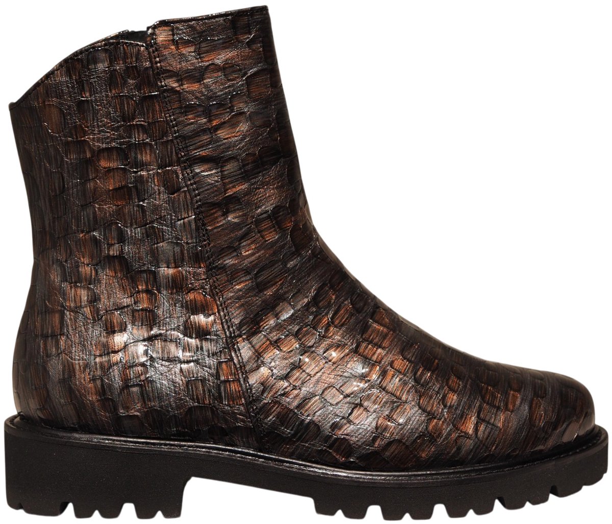 Footnotes bruine leren enkellaarzen met croco print