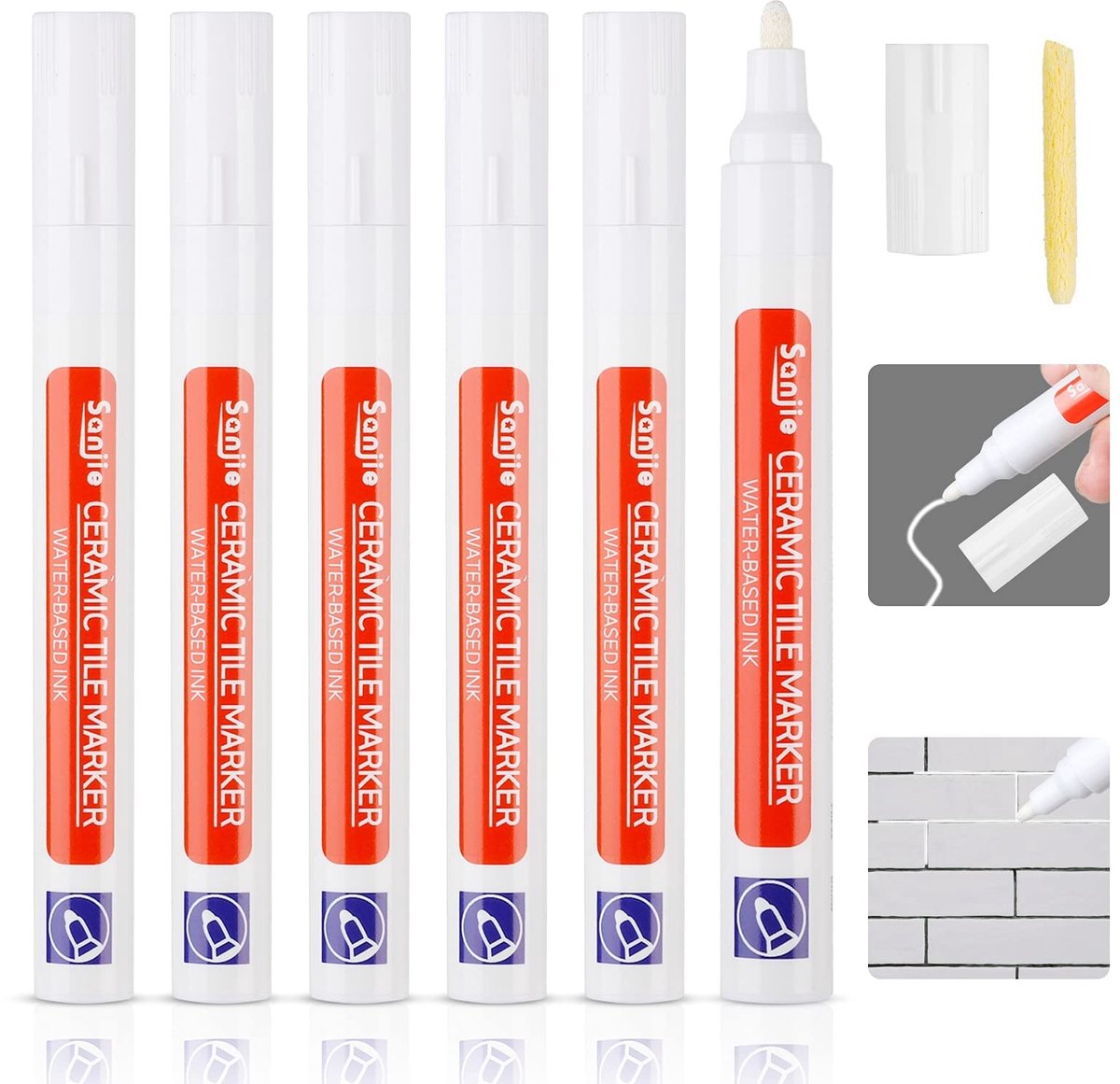 Solidchoice - 6 Stuks Voegenmarker Wit voor Tegels met Reservepunten