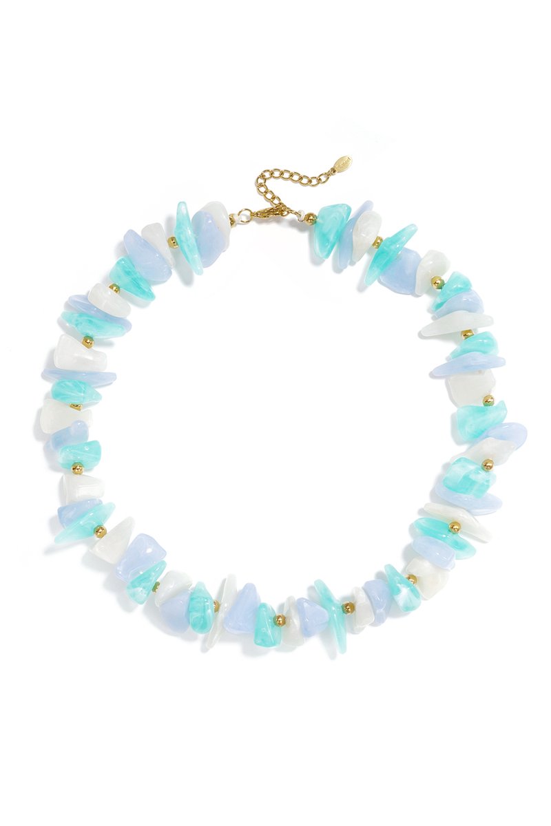 Bijoutheek Collier Kralen Onregelmatig Grof Blue