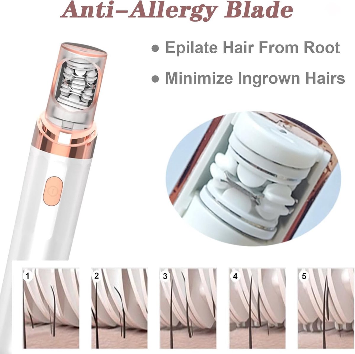 Epilator - Scheerapparaat - Gezichtsepilator voor Vrouwen - 2‑in‑1 Elektrische Epilator met Led‑lamp - Effectief Haarverwijdering - voor Gezicht, Benen, Armen, bikinilijn en Oksels thumbnail 6