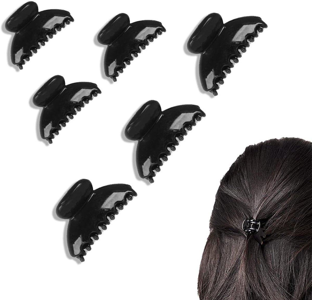 Solidchoice - Set van 6 Mini Haarklauwclips Antislip voor Dames