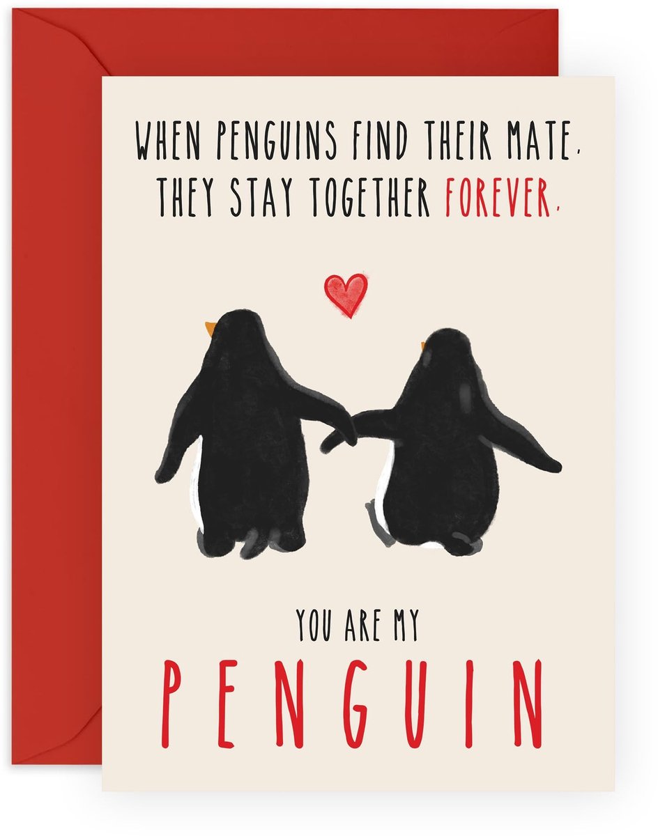 Solidchoice - Verjaardagskaart met Pinguïn en Stickers voor Hem en Haar