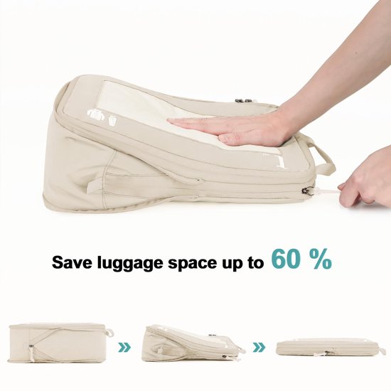 Set van 5 Compressie Inpakzakken voor Koffers - Organizers voor Reisaccessoires met Schoenentas - Scheurbestendige Reiszakken met ID-label — afbeelding 2
