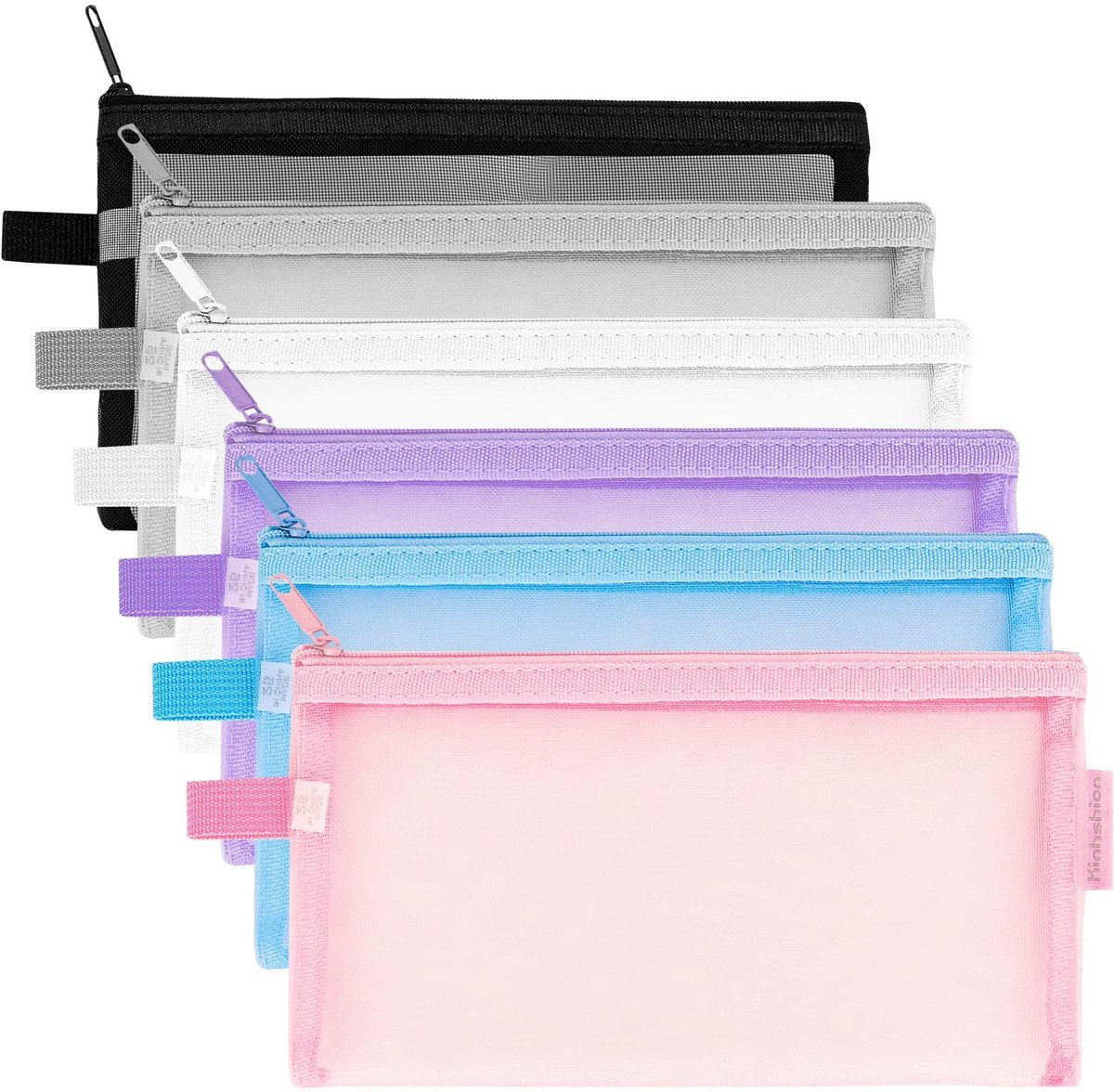 Solidchoice - 6 Stuks Zipper Mesh Pennen Etui Organizer