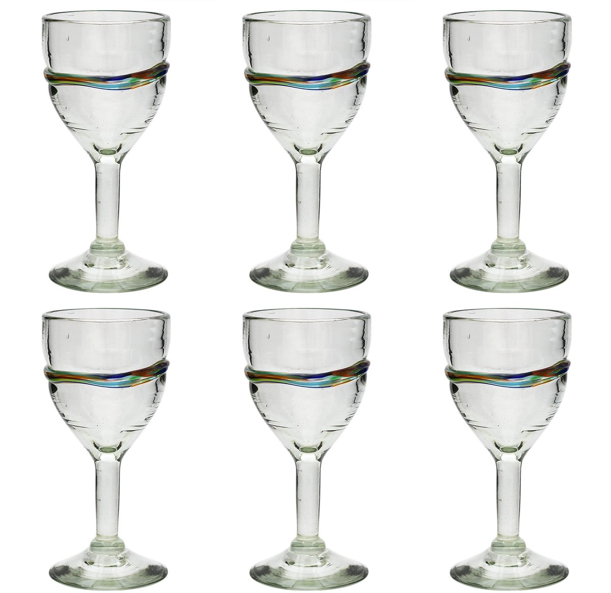 Solidchoice - Handgemaakt Wijnglas met Veelkleurige Strepen