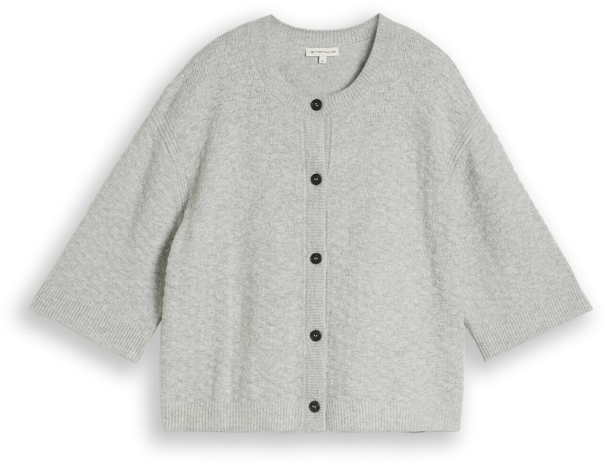 Tom Tailor - Gezellig vest met losse pasvorm - Maat XXL - soft grey melange